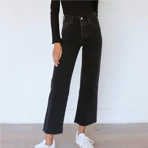 Aritzia Denim Forum Farrah High Rise Wide Leg Crop Black Jeans Women’s Size 26